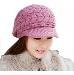 Skullies & Beanies Women Fashion Winter Skull Beanies Knitted Hats Cap Snow Ski With Visor - Purple - C1188NDS3Z8