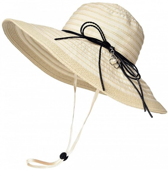 Sun Hats Sun Protection Hats for Women Wide Brim Floopy Beach Hat Packable Bucket Cap with Chin Strap - CX18NTKSG8X