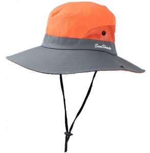 Sun Hats Womens Outdoor Sun Hat UV Protection Foldable Mesh Wide Brim Summer Beach Fishing Cap - Orange - C718TM073HI