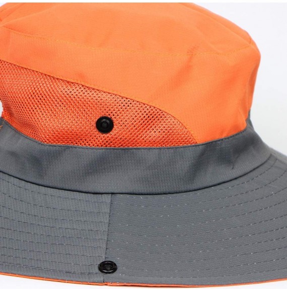 Sun Hats Womens Outdoor Sun Hat UV Protection Foldable Mesh Wide Brim Summer Beach Fishing Cap - Orange - C718TM073HI