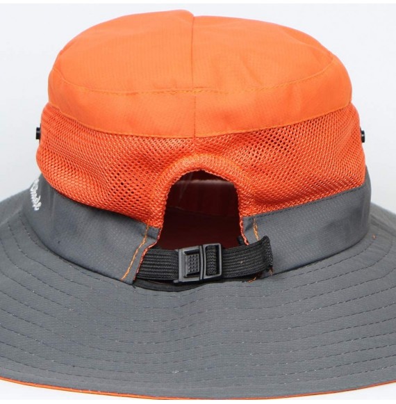 Sun Hats Womens Outdoor Sun Hat UV Protection Foldable Mesh Wide Brim Summer Beach Fishing Cap - Orange - C718TM073HI