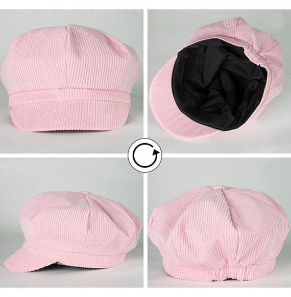 Newsboy Caps Unisex Cotton Corduroy Newsboy Cap Gatsby Ivy Hat - Pink - C112LOAGL17