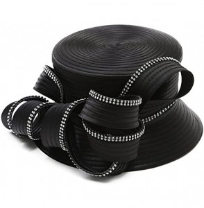 Sun Hats Church Hats for Women Tea Party Dress Hat for Ladies - Rhinestone-black - C0180KXYZ6N