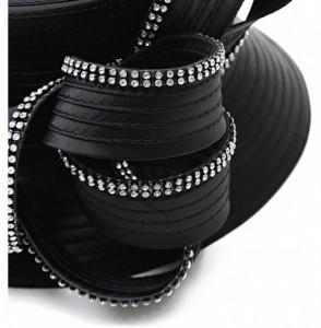 Sun Hats Church Hats for Women Tea Party Dress Hat for Ladies - Rhinestone-black - C0180KXYZ6N