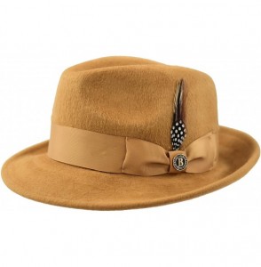 Fedoras Men's Camel 100% Australian Wool Fur Felt Fedora Dress Hat LU-103 - CZ18A6H09LH