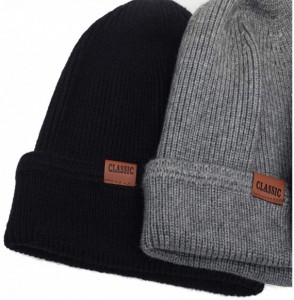 Skullies & Beanies Winter Fleece Beanie Hats for Men Outdoor Stretchy Knit Ski Caps - Light Grey - CL18Z7ZHI38