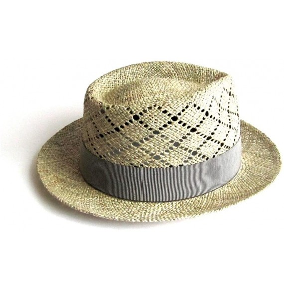 Fedoras Mens Summer Straw Fedora Wide Brim Hat - Natural - CV12ES9JCDL