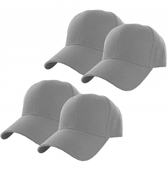 Baseball Caps Plain Adjustable Baseball Cap Classic Adjustable Hat Men Women Unisex Ballcap 6 Panels - Gray/Pack 4 - CP192WLL4LX