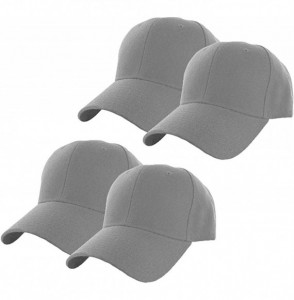 Baseball Caps Plain Adjustable Baseball Cap Classic Adjustable Hat Men Women Unisex Ballcap 6 Panels - Gray/Pack 4 - CP192WLL4LX