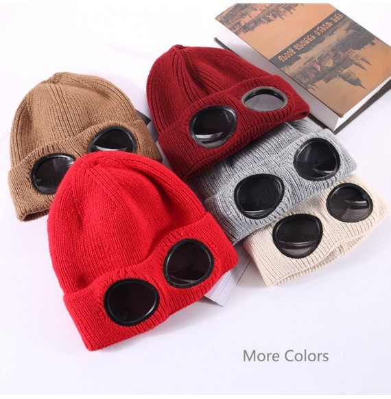 Skullies & Beanies Unisex Wool Knitted Goggles Beanie- Warm Winter Hat Outdoor Sports Cap Fashion Indoor Leisure Snow Cold Pr...