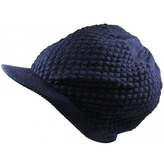 Skullies & Beanies Unisex Cotton Rasta Beanie Visor - Navy - CW12429LSAV