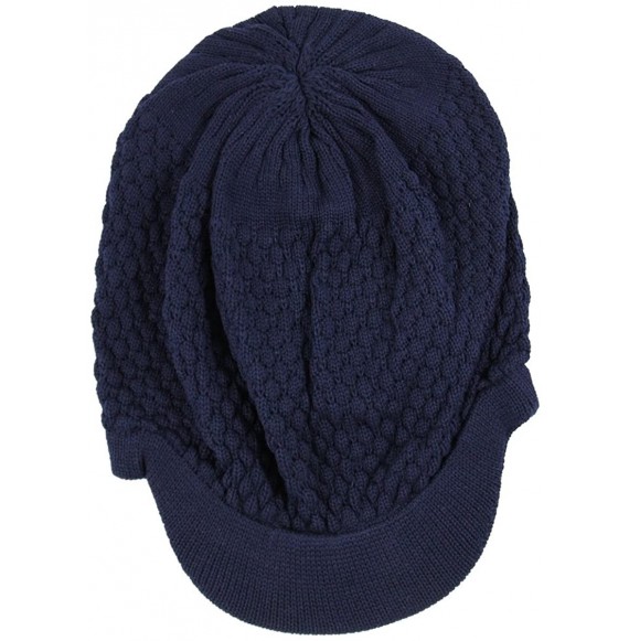 Skullies & Beanies Unisex Cotton Rasta Beanie Visor - Navy - CW12429LSAV