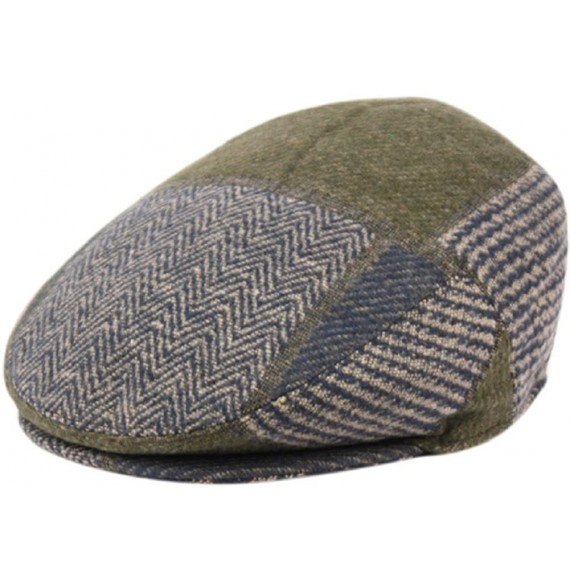 Newsboy Caps Men's Herringbone Wool Tweed Newsboy Ivy Cabbie Driving Hat - 2761-navy - C81864LM853