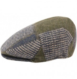 Newsboy Caps Men's Herringbone Wool Tweed Newsboy Ivy Cabbie Driving Hat - 2761-navy - C81864LM853