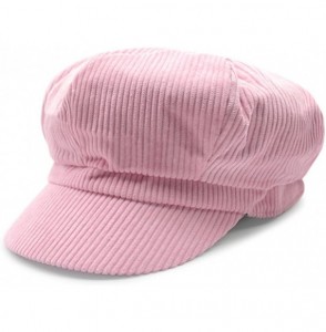 Newsboy Caps Womens Retro Corduroy Ivy Newsboy Paperboy Cabbie Gatsby Painter Hats Caps - Pink - CI1863SGXM7