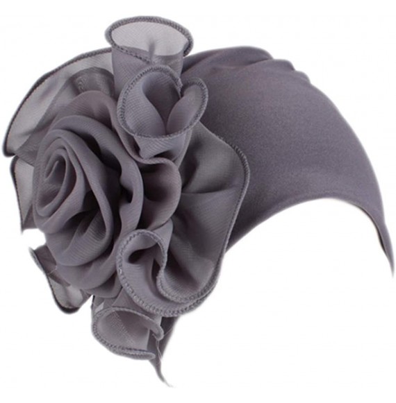 Skullies & Beanies Women's Flower Hat Chemo Beanie Head Wrap Cap for Cancer Patient - Gray - CV18M8N4CM8