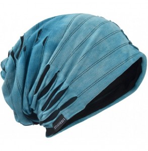 Skullies & Beanies Mens Slouch Beanie Skull Cap Thin Summer Hat - Retro Blue - C012NSQRTRL