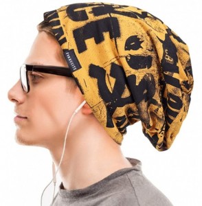 Skullies & Beanies Mens Printed Skull Caps Summer Hip Beanies for Women B411 - Yellow - C818ZKD79ME