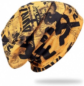 Skullies & Beanies Mens Printed Skull Caps Summer Hip Beanies for Women B411 - Yellow - C818ZKD79ME