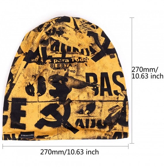 Skullies & Beanies Mens Printed Skull Caps Summer Hip Beanies for Women B411 - Yellow - C818ZKD79ME