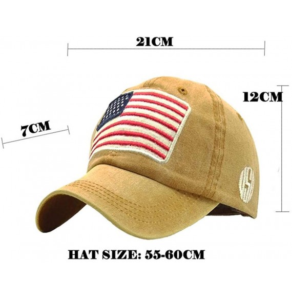 Baseball Caps Unisex Baseball Caps-Flag Embroidery Washed Cotton Hat for Women Men-55-60cm - Red - CL18Y6H42MI