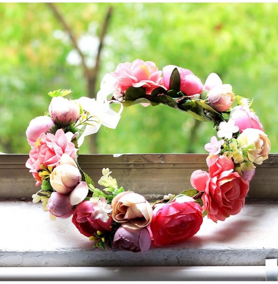 Headbands Adjustable Flower Headband Floral Garland Crown Halo Headpiece Boho with Ribbon Wedding Festival Party - 31 - CP18Y...