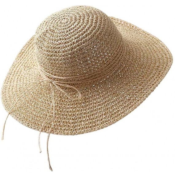 Sun Hats Floppy Straw Hat Wide Brim Wide Brim Caps Foldable Summer Beach Sun Hats for Women and Girls - Beige - CM18EM8IEXS