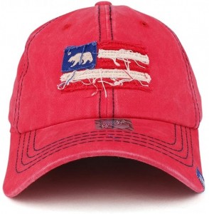 Baseball Caps California Bear Vintage Flag Embroidered Unstructured Baseball Cap - Red - C8182GKECR0