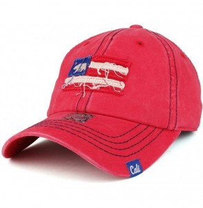 Baseball Caps California Bear Vintage Flag Embroidered Unstructured Baseball Cap - Red - C8182GKECR0