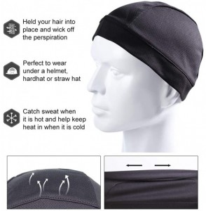 Skullies & Beanies Helmet Liner Skull Cap Sweat Wicking Running Beanie Men & Women Multifunctional Headwear Hard Hat - Black ...