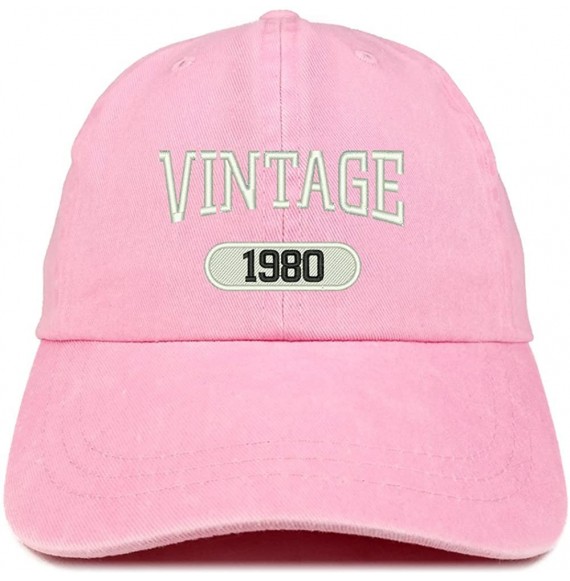 Baseball Caps Vintage 1980 Embroidered 40th Birthday Soft Crown Washed Cotton Cap - Pink - CO180WXY2O9