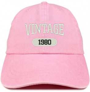 Baseball Caps Vintage 1980 Embroidered 40th Birthday Soft Crown Washed Cotton Cap - Pink - CO180WXY2O9