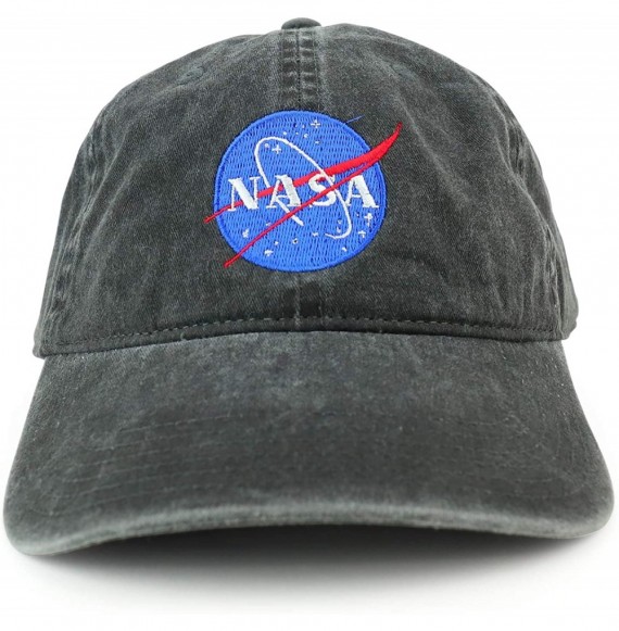 Baseball Caps NASA Insignia Embroidered 100% Cotton Washed Cap - Black - CO12CDZVVQN