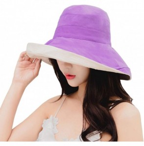 Sun Hats Women Reversible Bucket Hat UV Sun Protection Wide Brim Foldable Floppy Bucket Hat - 1purple - CK18T297S4L