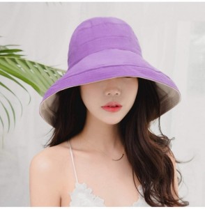 Sun Hats Women Reversible Bucket Hat UV Sun Protection Wide Brim Foldable Floppy Bucket Hat - 1purple - CK18T297S4L