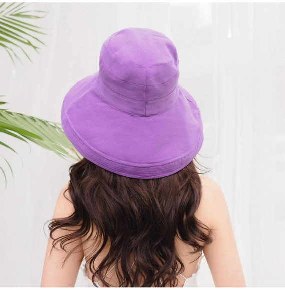 Sun Hats Women Reversible Bucket Hat UV Sun Protection Wide Brim Foldable Floppy Bucket Hat - 1purple - CK18T297S4L