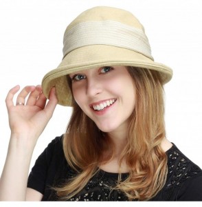 Sun Hats Light Weight Packable Women's Wide Brim Sun Bucket Hat - Collete- Beige - C318GQX7WOX