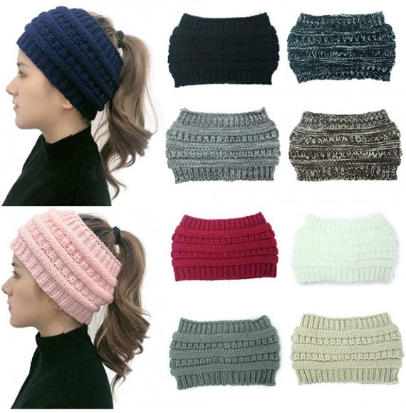 Skullies & Beanies Women Fashion Outdoor Solid Splice Hats Crochet Knit Holey Beanie Cap Headband - Gray - CD18A0ZLDS4