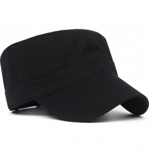 Baseball Caps Cotton Cadet Cap Army Military Caps Flat Hats Unique Design Big Head - Style03-black - C612093J6T5