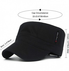 Baseball Caps Cotton Cadet Cap Army Military Caps Flat Hats Unique Design Big Head - Style03-black - C612093J6T5