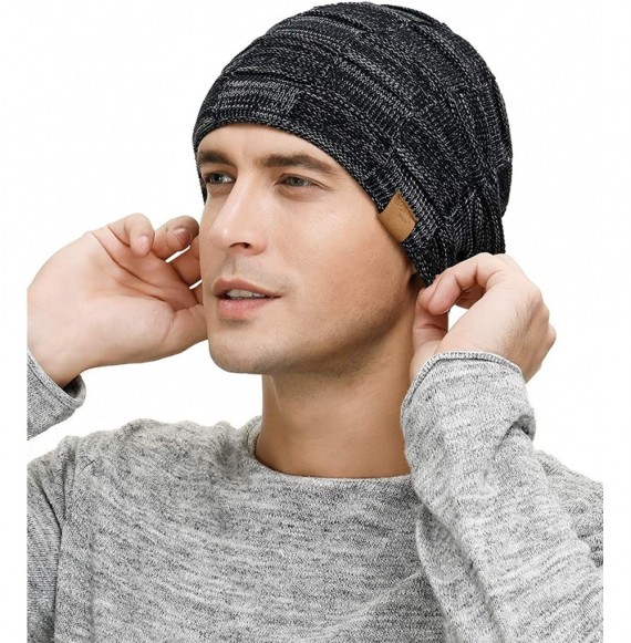 Skullies & Beanies Slouchy Beanie for Men Winter Hats for Guys Cool Beanies Mens Lined Knit Warm Thick Skully Stocking Binie ...