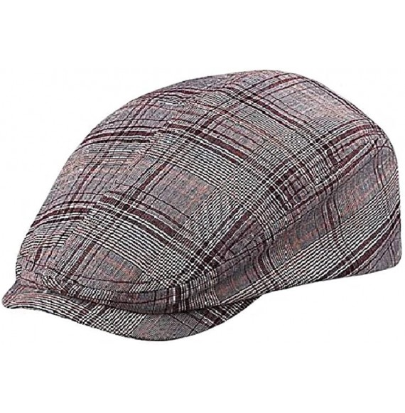 Newsboy Caps Fashion Plaid Ivy Cap - Brown - CJ11057UCKX