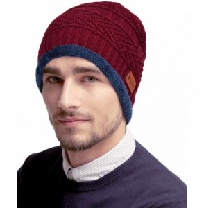 Skullies & Beanies Winter Beanie Hat Sports Fun Ski Skull Beanie with Fleece Linning - C1-burgundy-e1 - CI18KCU0NM3