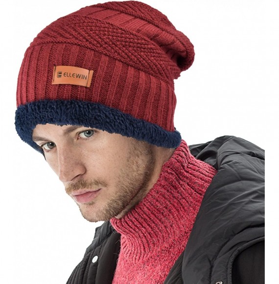 Skullies & Beanies Winter Beanie Hat Sports Fun Ski Skull Beanie with Fleece Linning - C1-burgundy-e1 - CI18KCU0NM3