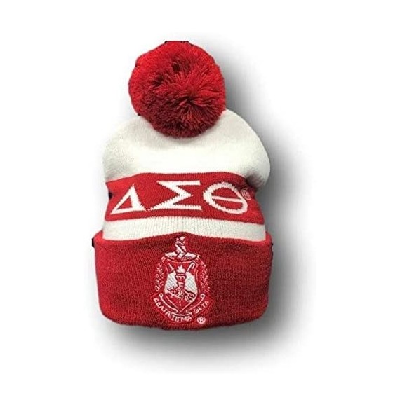 Skullies & Beanies Delta Sigma Theta Winter Knit Beanie w/Pompom - C018UTH48DG