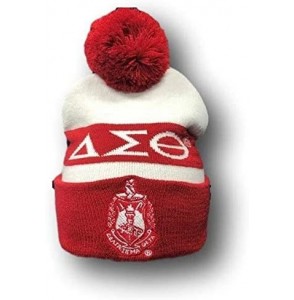 Skullies & Beanies Delta Sigma Theta Winter Knit Beanie w/Pompom - C018UTH48DG