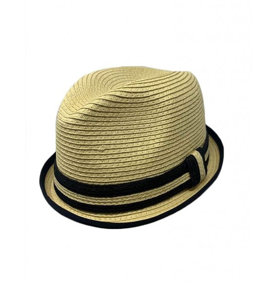 Fedoras Men Women Unisex Cool Summer Straw Upbrim Roll Up Fedora Hat Cap - Ht5472tan(l/Xl) - CQ18WOCDKM8