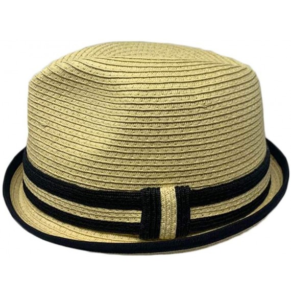 Fedoras Men Women Unisex Cool Summer Straw Upbrim Roll Up Fedora Hat Cap - Ht5472tan(l/Xl) - CQ18WOCDKM8