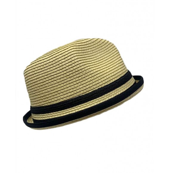 Fedoras Men Women Unisex Cool Summer Straw Upbrim Roll Up Fedora Hat Cap - Ht5472tan(l/Xl) - CQ18WOCDKM8