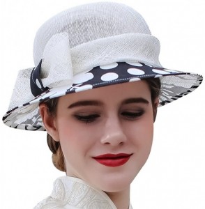 Sun Hats Women 3 Layers Sinamay Kentucky Derby Church Sun Summer Hats - Polka Dot - CH18E0H49QD